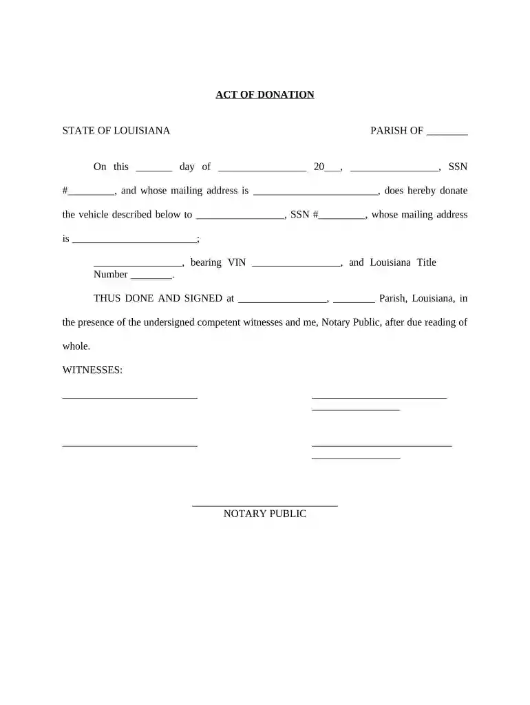 act of donation louisiana Preview on Page 1