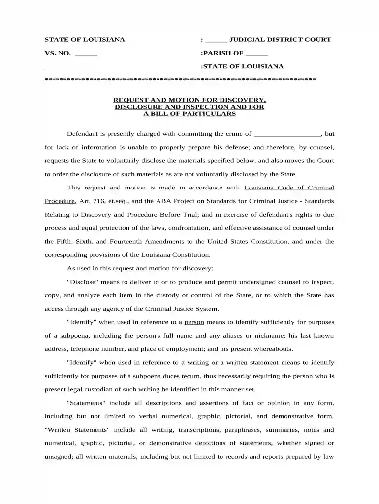 motion for bill of particulars Preview on Page 1