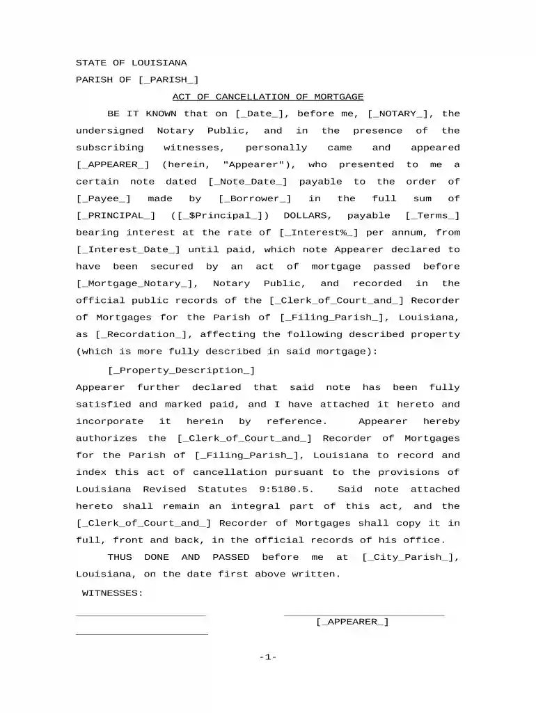 cancellation of mortgage Preview on Page 1