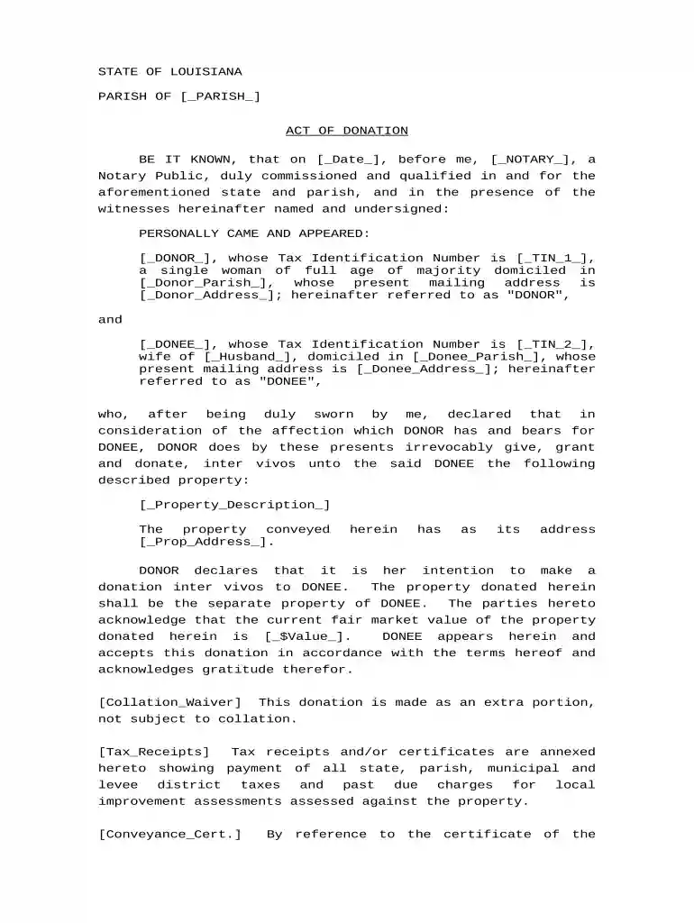 act of donation louisiana Preview on Page 1