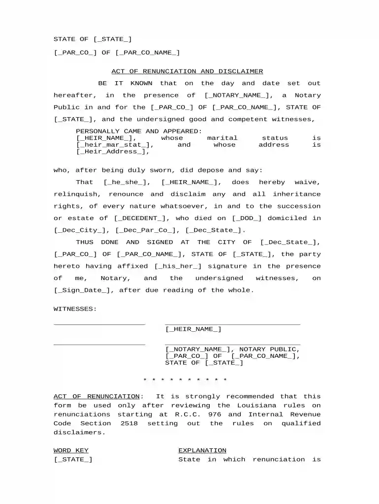 act renunciation Preview on Page 1