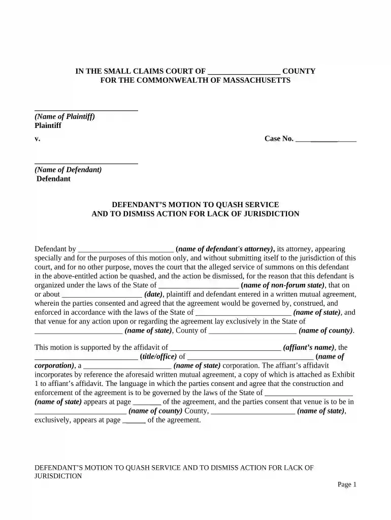 motion form massachusetts Preview on Page 1