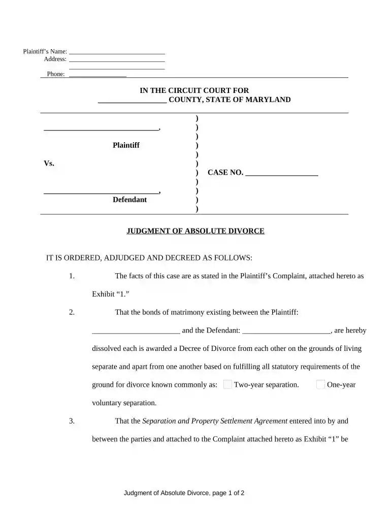 md divorce forms pdf Preview on Page 1