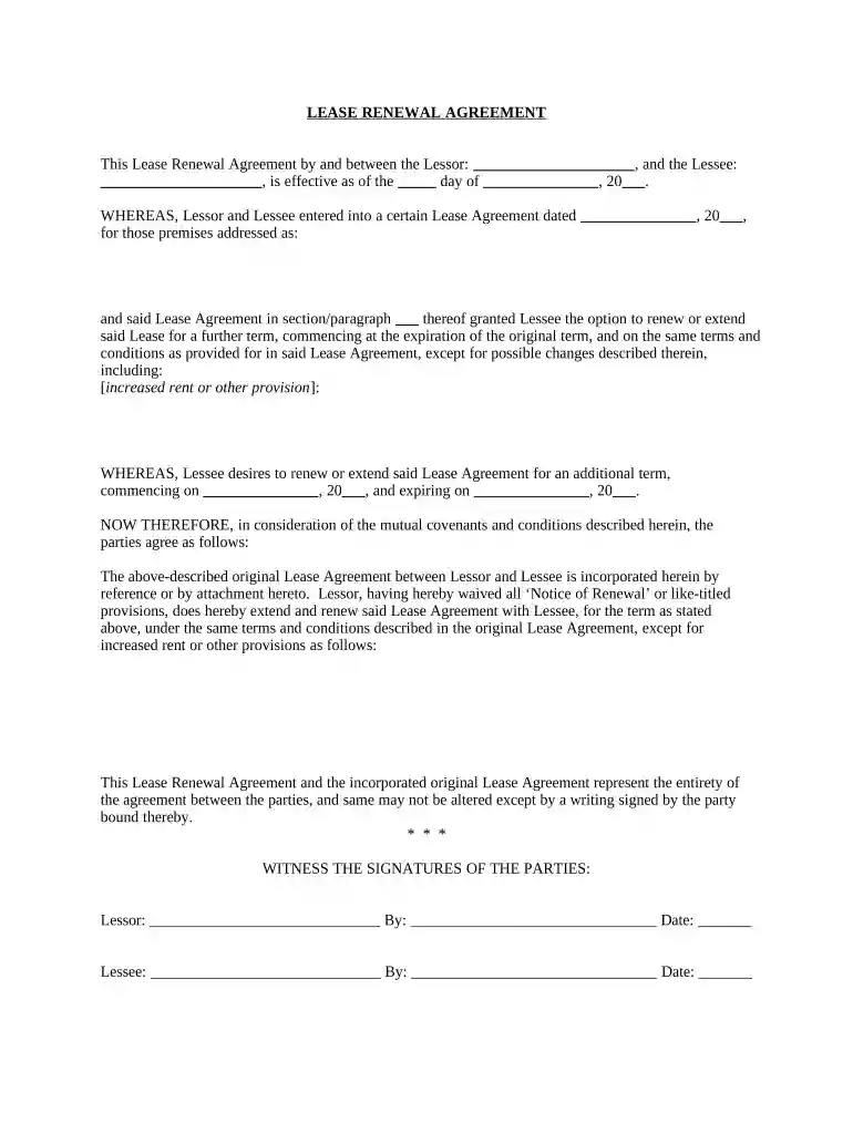 lease renewal agreement Preview on Page 1