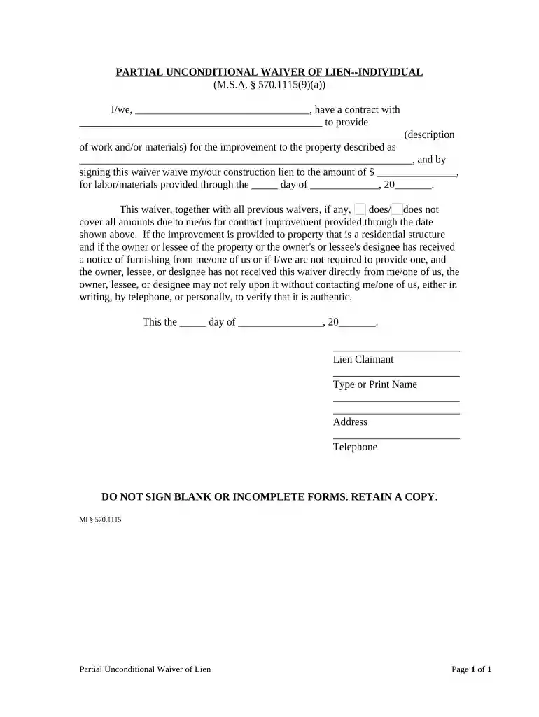 california partial release and waiver of liens unconditional Preview on Page 1