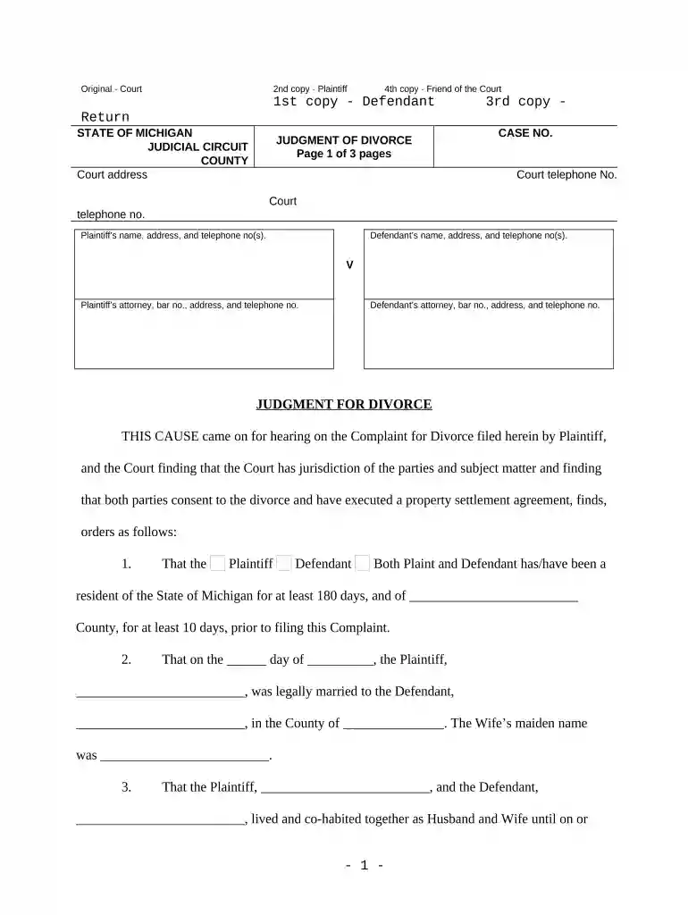 michigan judgment Preview on Page 1