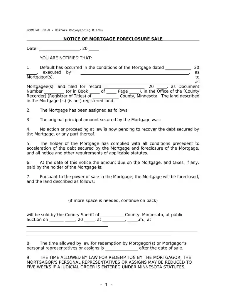 notice foreclosure form Preview on Page 1
