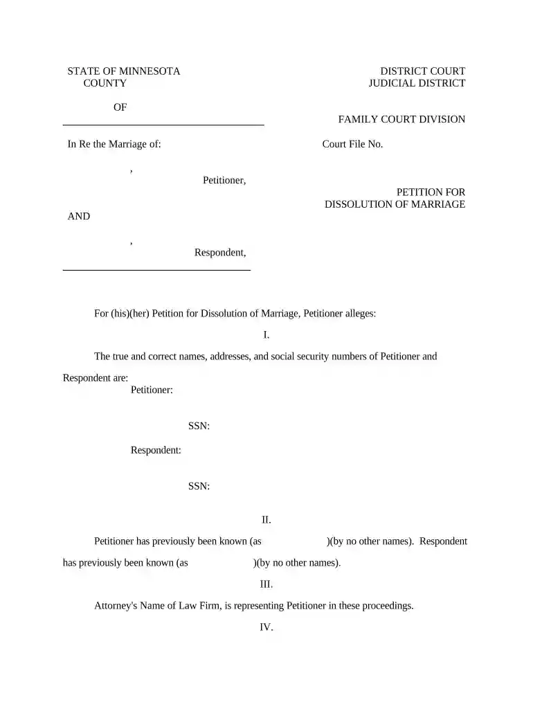 dissolution marriage template Preview on Page 1