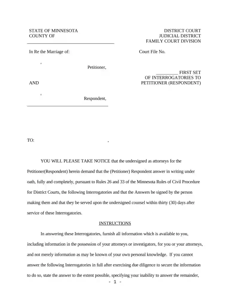 minnesota interrogatories Preview on Page 1