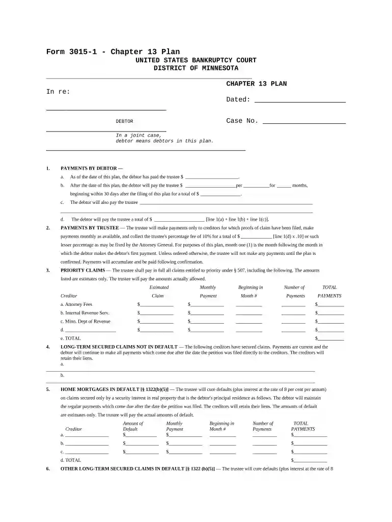 minnesota chapter 13 form Preview on Page 1