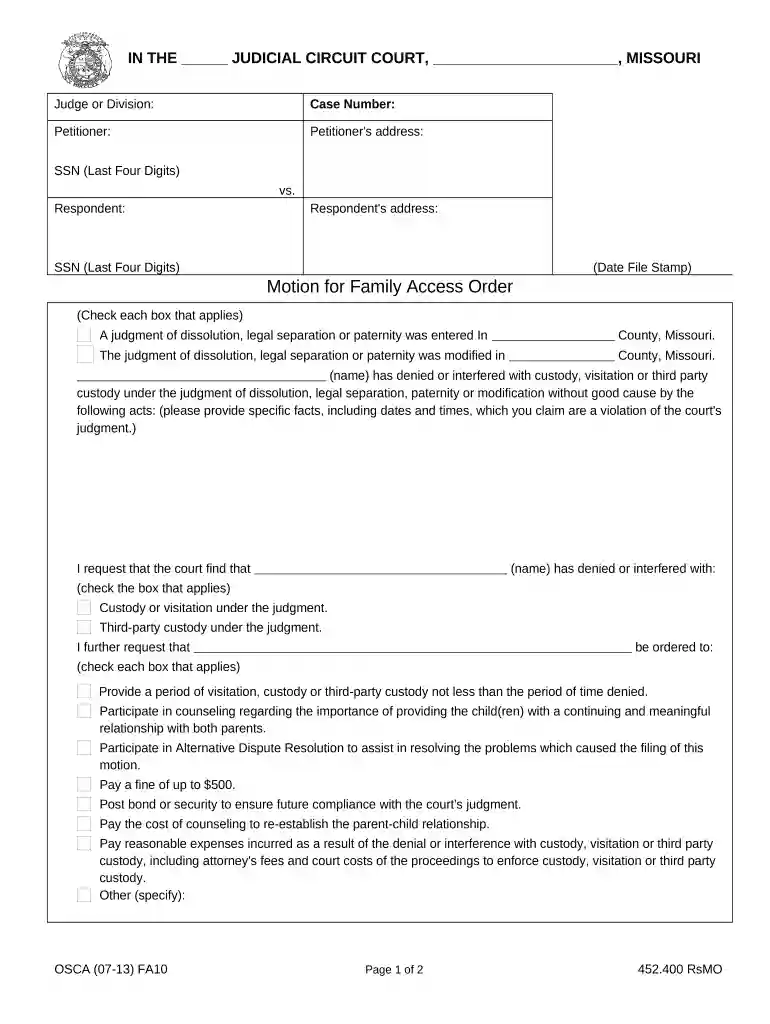 access order form Preview on Page 1