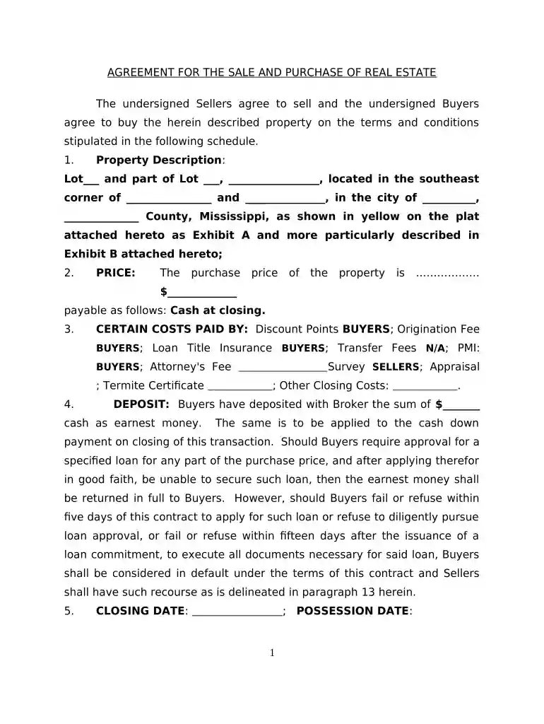 mississippi agreement purchase Preview on Page 1