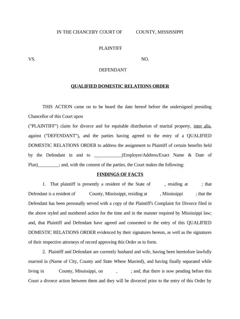 qualified domestic relations order Preview on Page 1