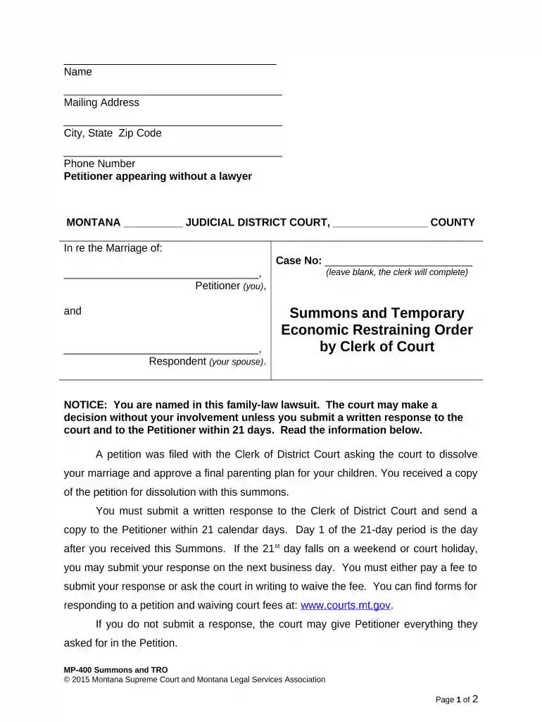 how to file a restraining order in montana Preview on Page 1