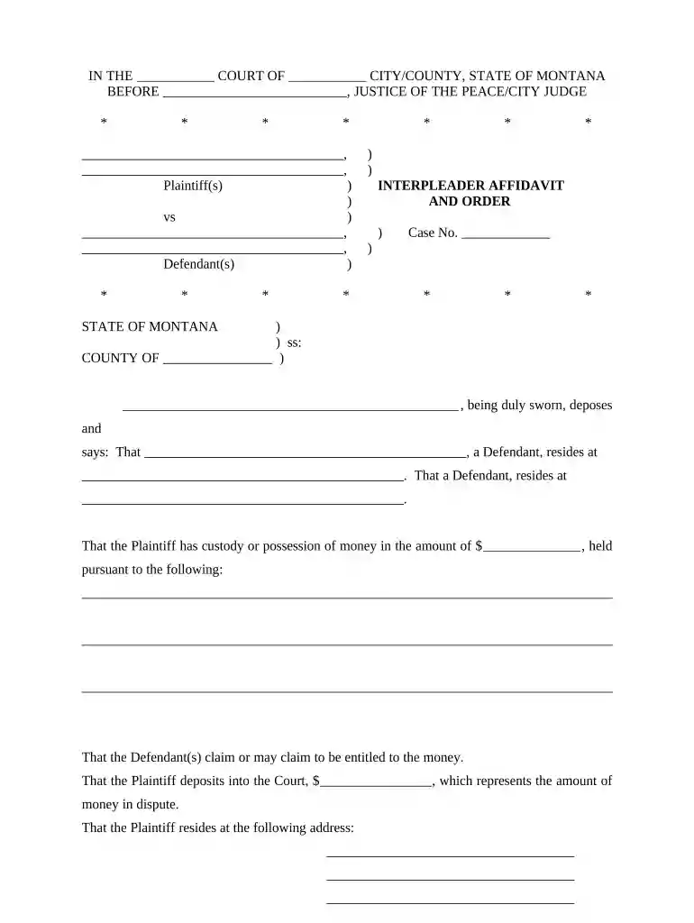interpleader affidavit Preview on Page 1