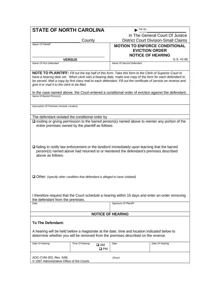 eviction process in nc Preview on Page 1