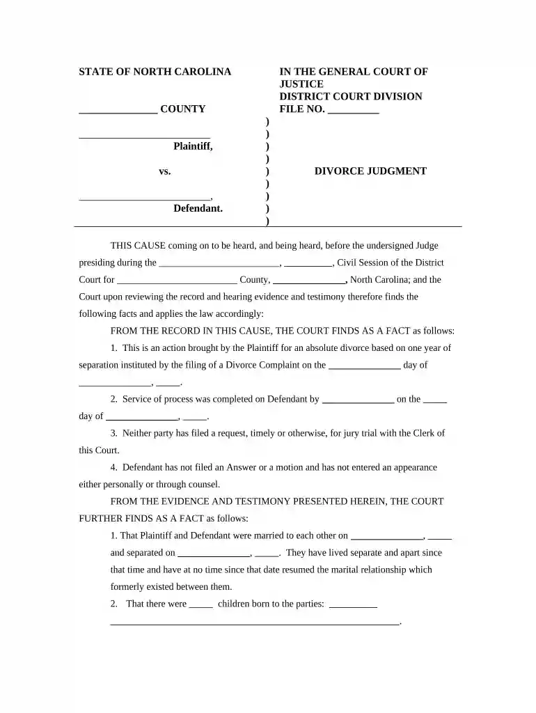 nc divorce forms pdf Preview on Page 1