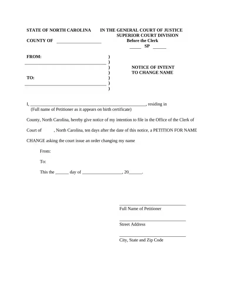 north carolina change name Preview on Page 1