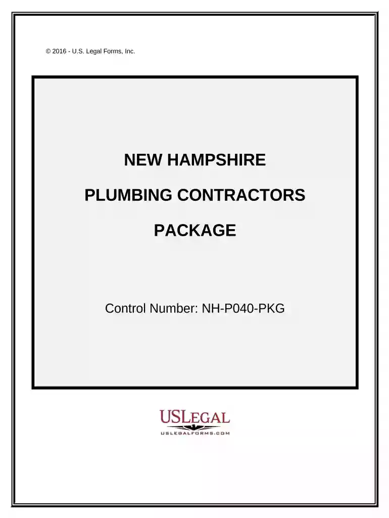 Plumbing Contractor Package - New Hampshire Preview on Page 1