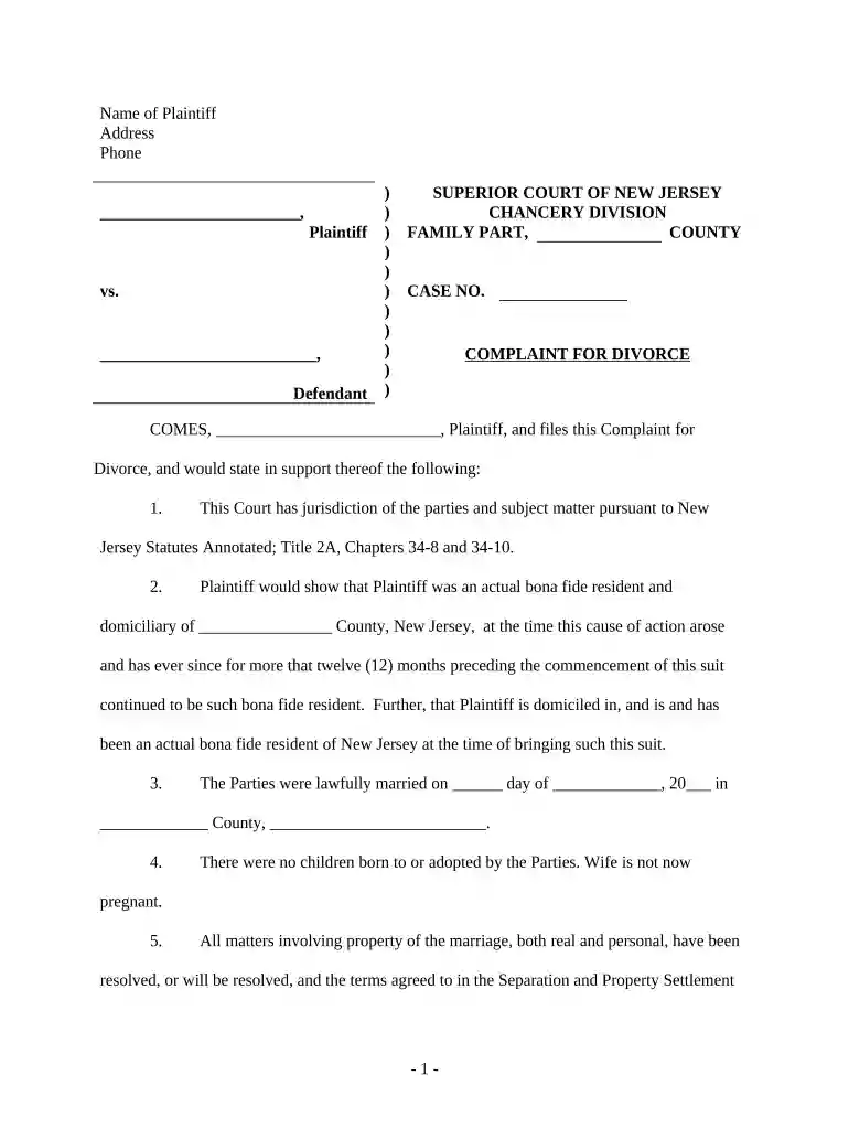 divorce online nj Preview on Page 1