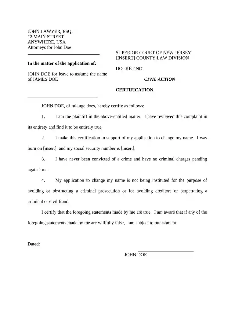 new jersey name change minor Preview on Page 1