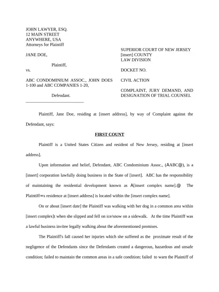 slip fall sample Preview on Page 1