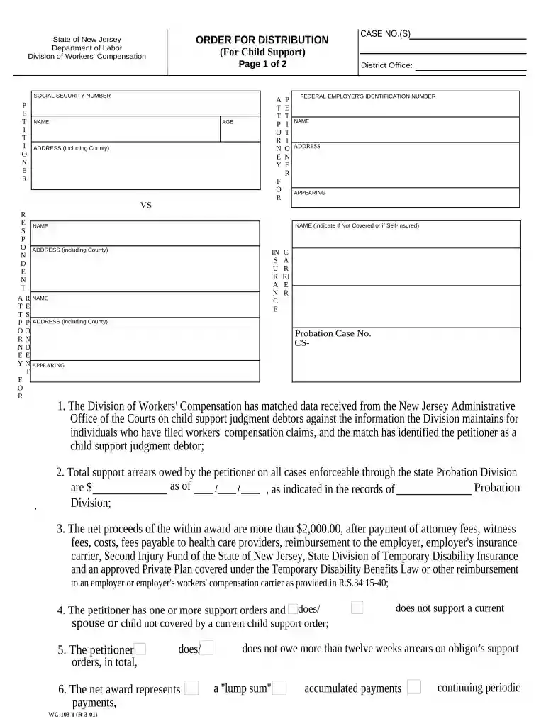 nj workers compensation forms Preview on Page 1