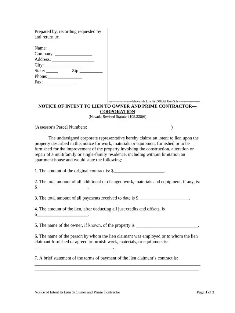 nevada lien Preview on Page 1