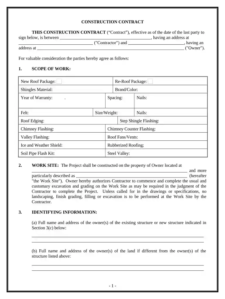 roofing contract Preview on Page 1