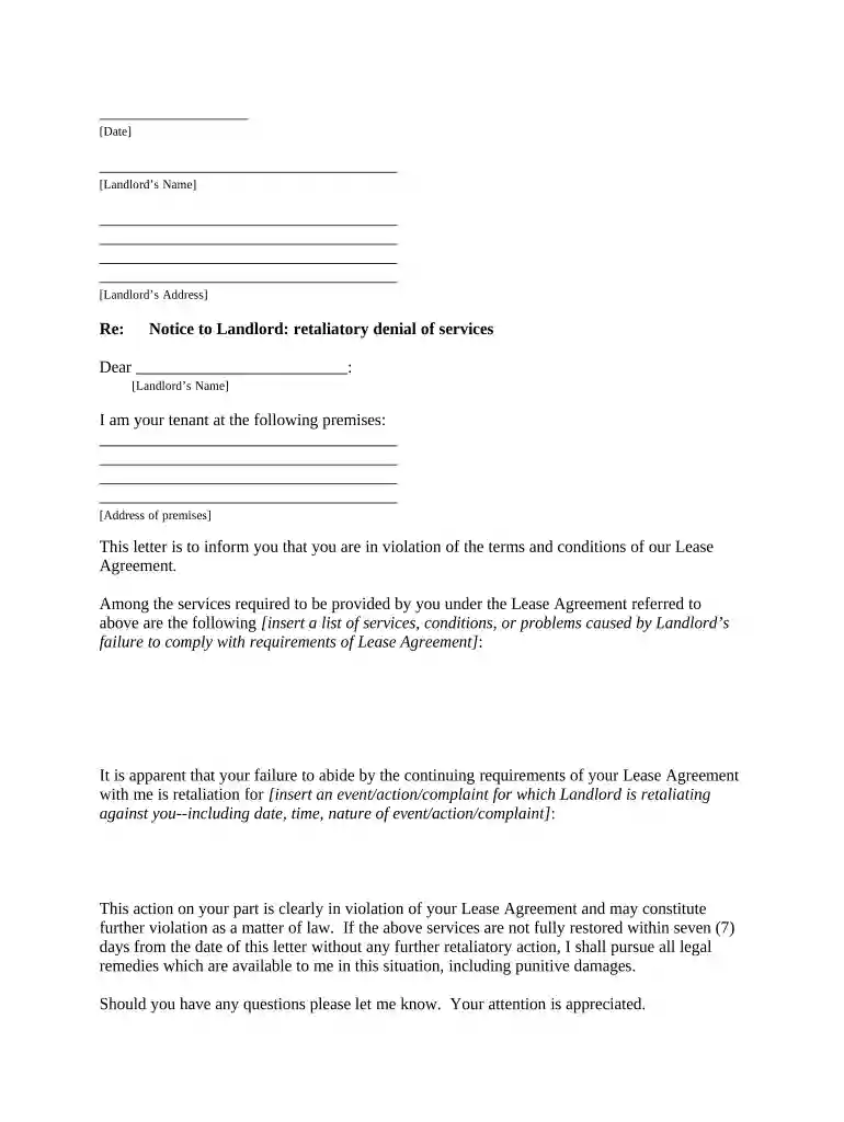 letter landlord services Preview on Page 1