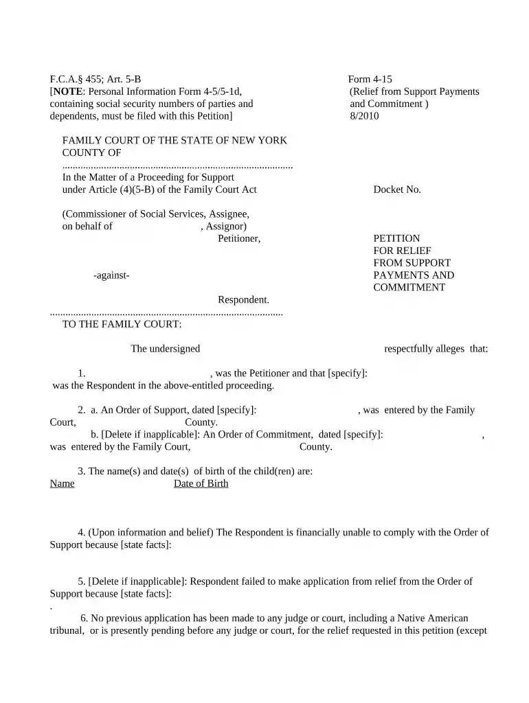 nys child support violation petition Preview on Page 1