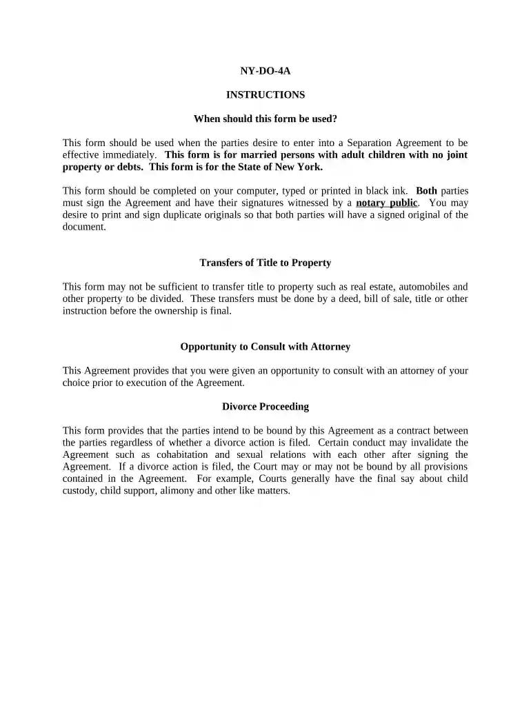 separation agreement ny pdf Preview on Page 1