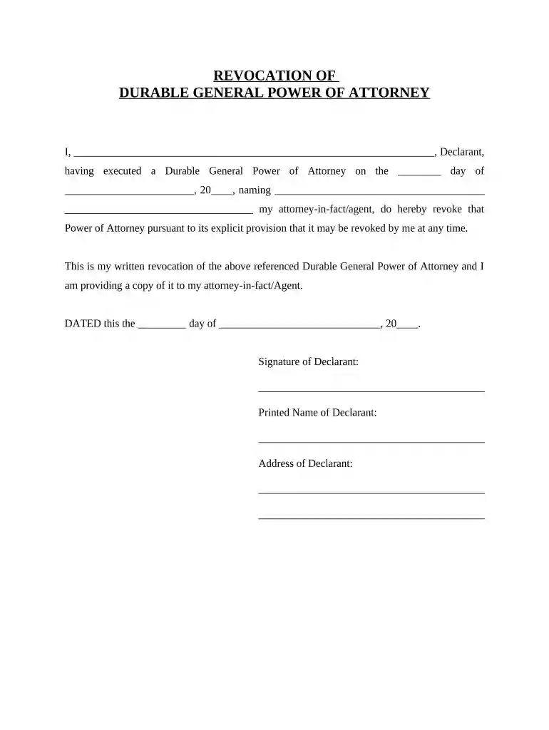 notice of revocation of power of attorney Preview on Page 1