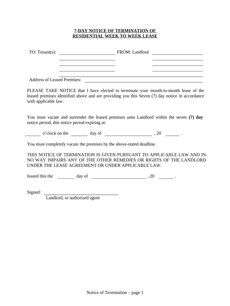 7 day notice michigan pdf Preview on Page 1