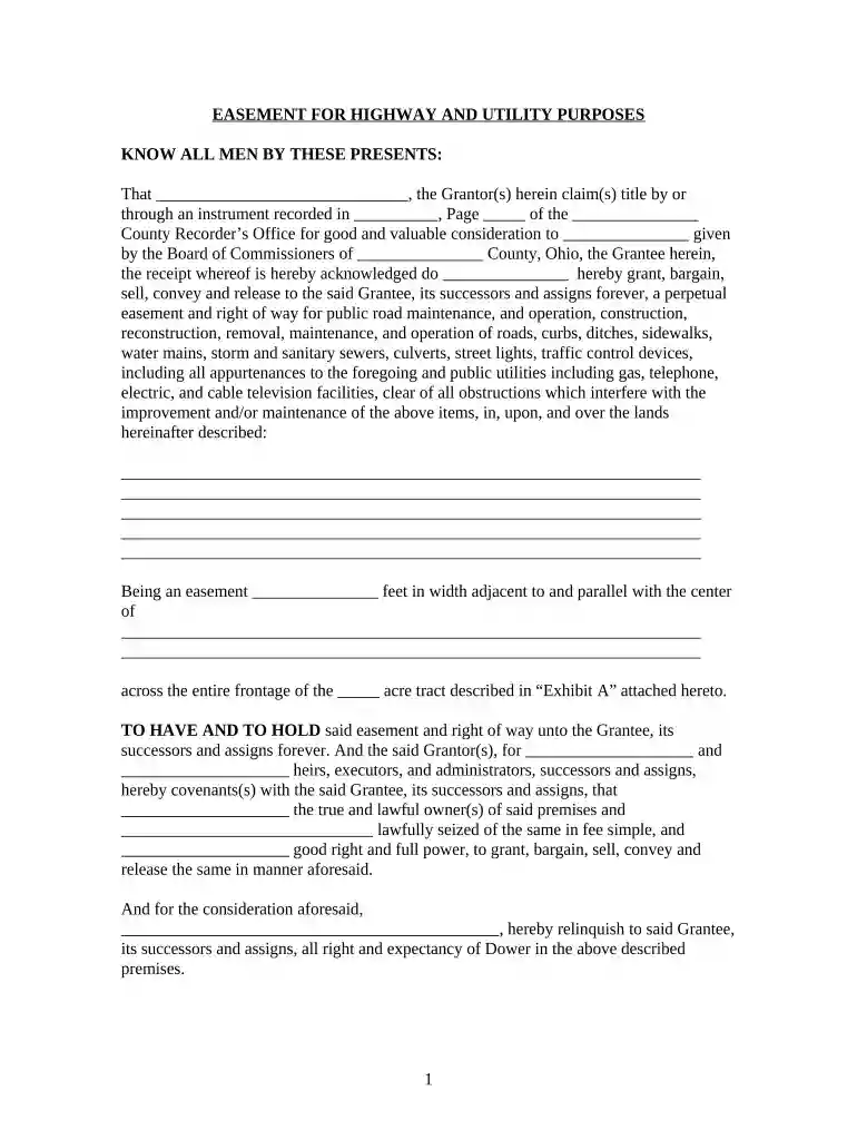 driveway easement form Preview on Page 1