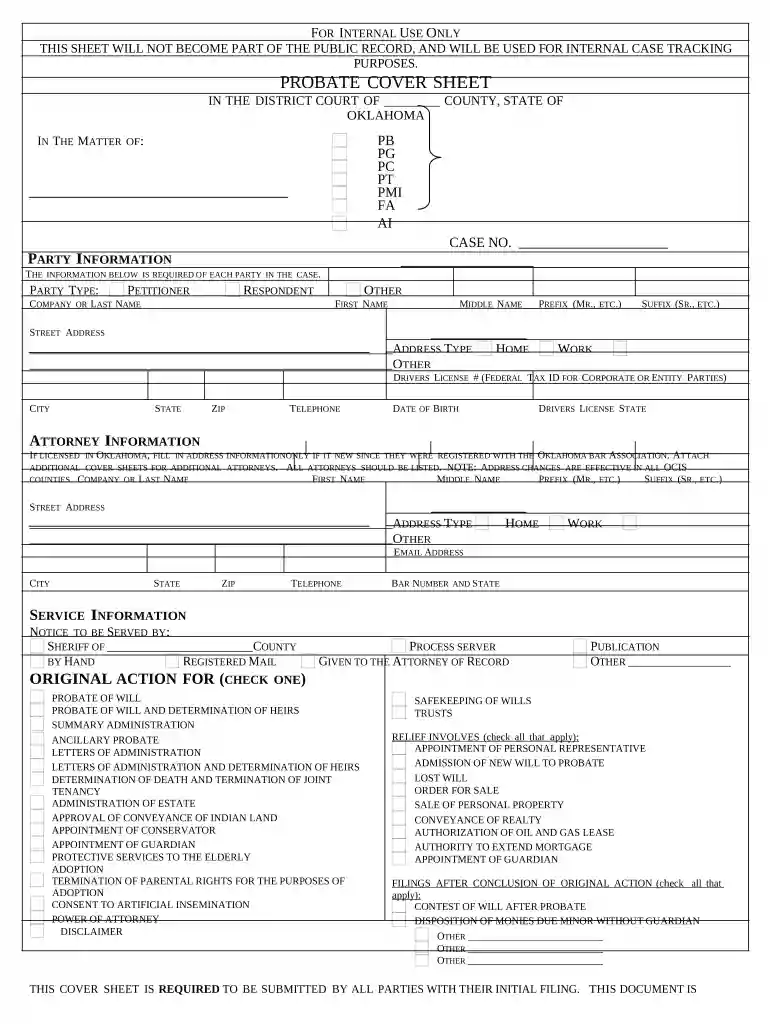 oklahoma probate checklist Preview on Page 1