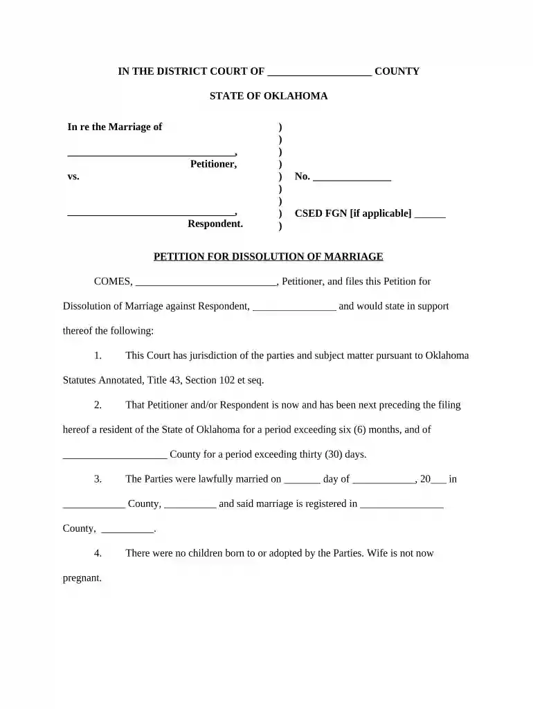oklahoma divorce forms pdf Preview on Page 1