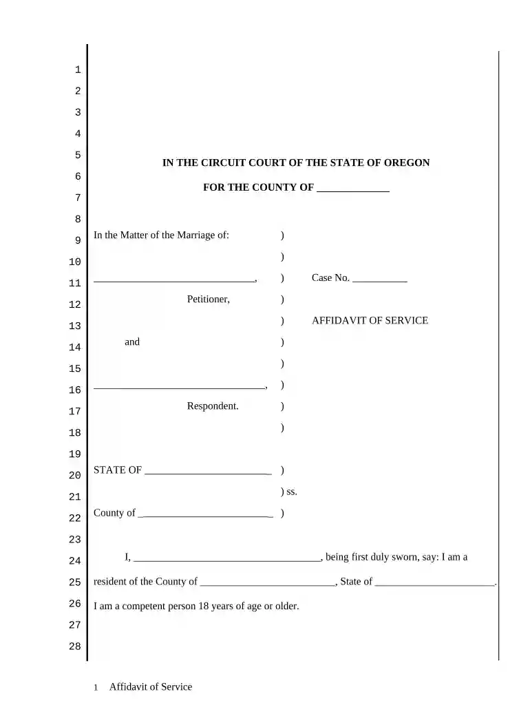affidavit service Preview on Page 1