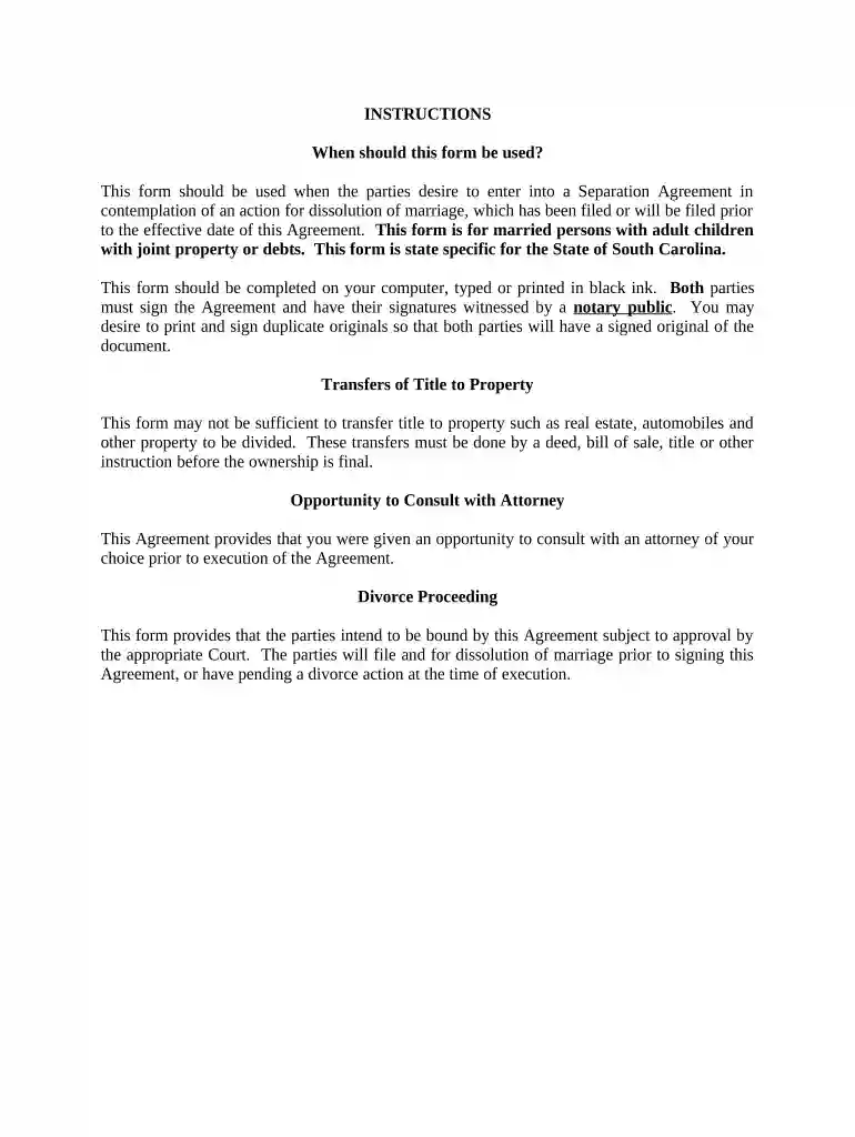 free south carolina legal separation forms Preview on Page 1