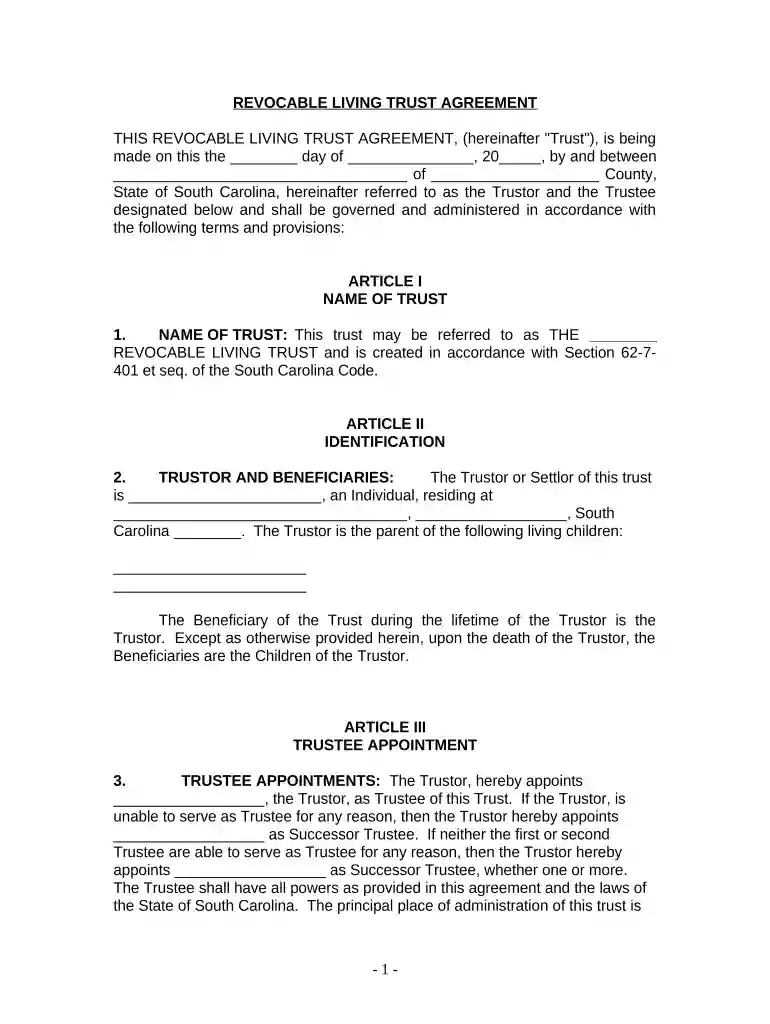 living trust individual Preview on Page 1