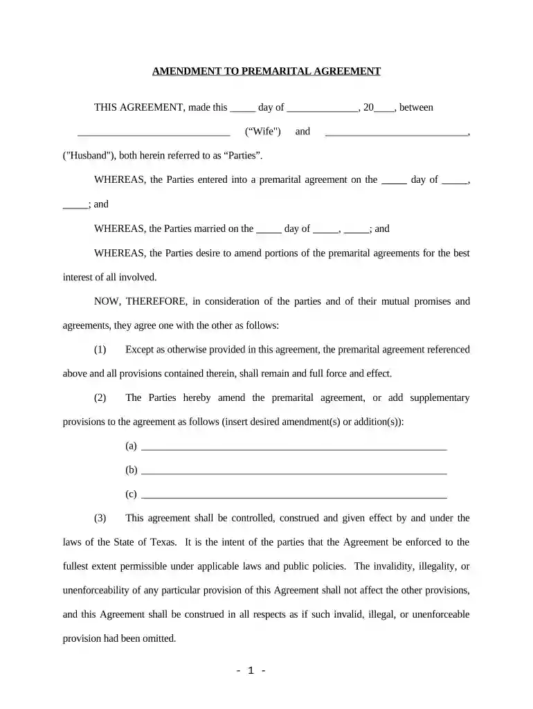 texas prenuptial agreement form pdf Preview on Page 1