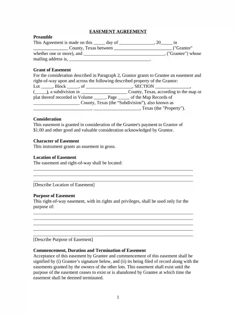 how wide is a utility easement in texas Preview on Page 1