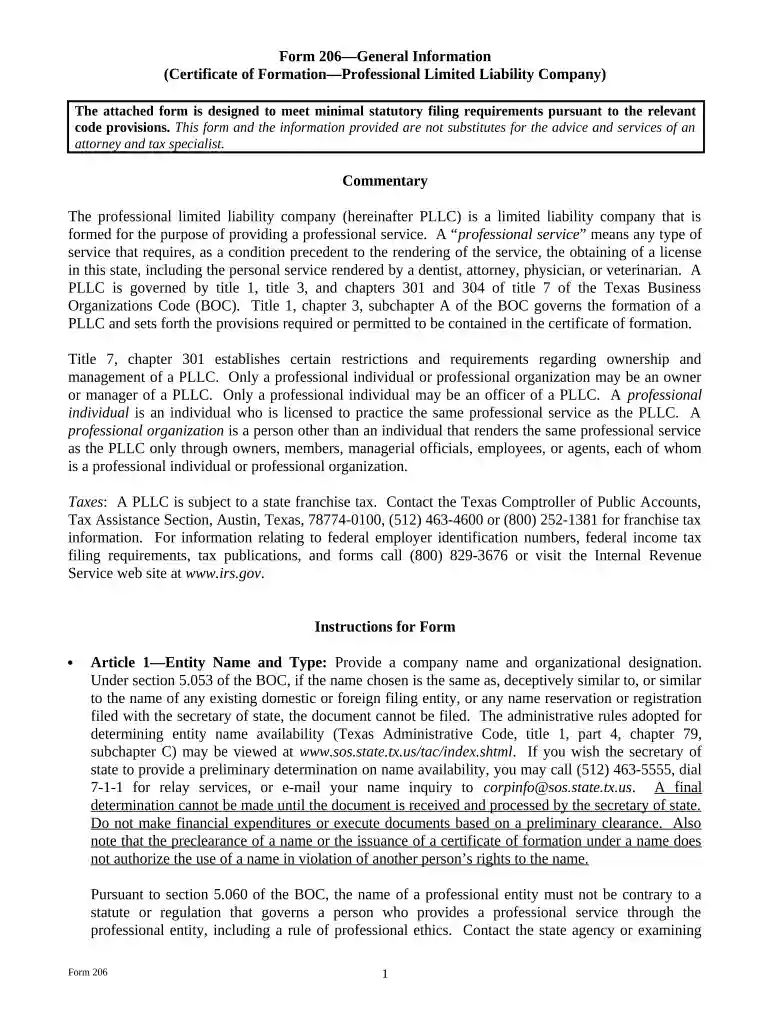 certificate of formation texas online Preview on Page 1