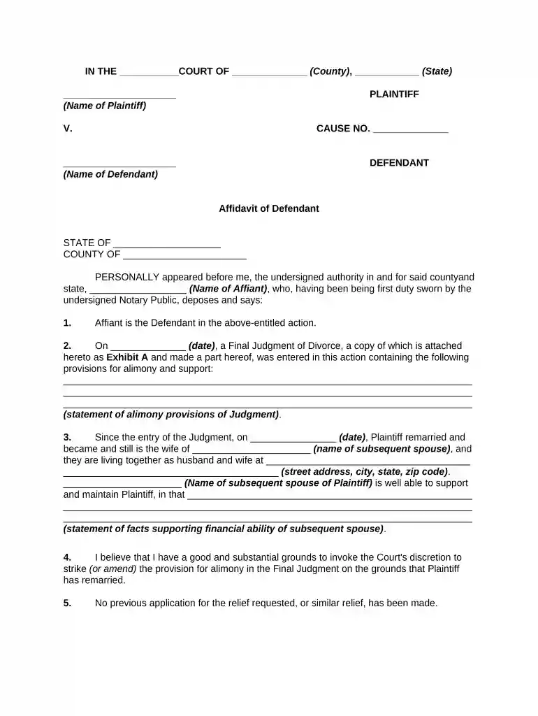 affidavit spouse Preview on Page 1