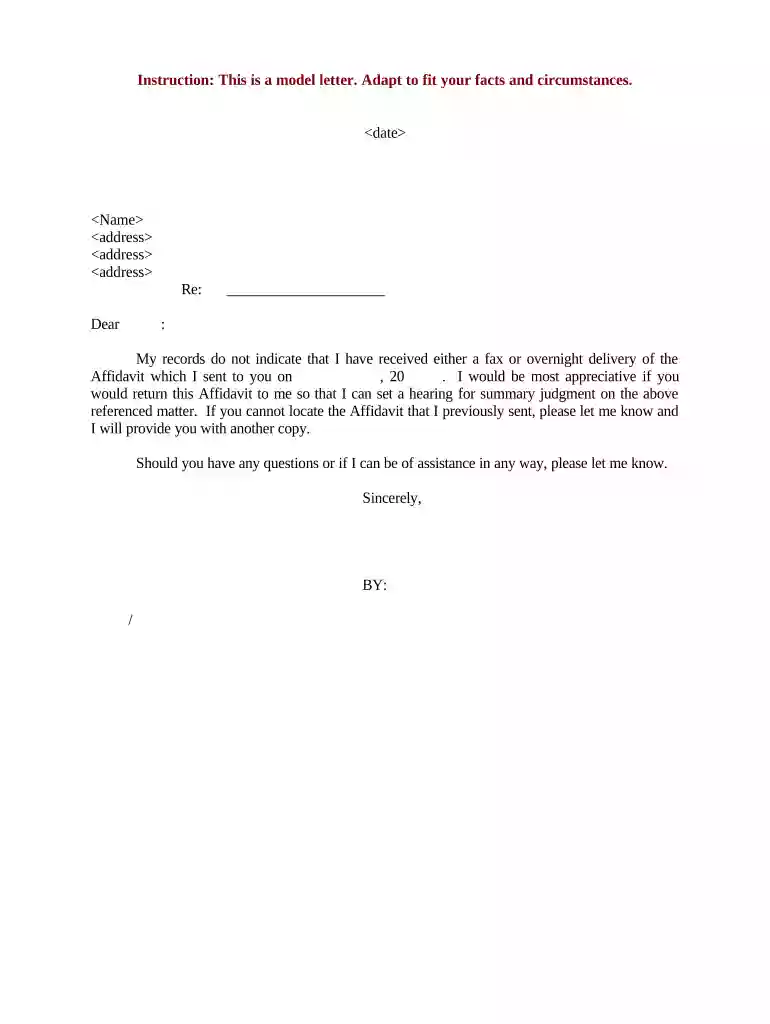 sample affidavit letter Preview on Page 1