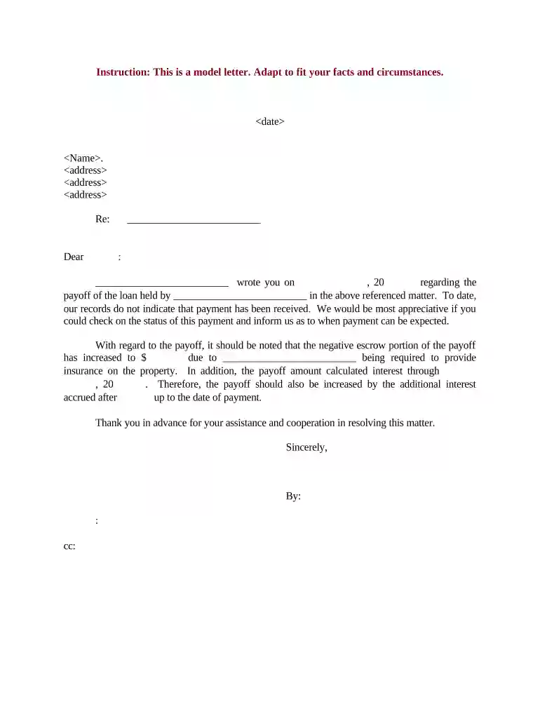 mortgage payoff letter format Preview on Page 1