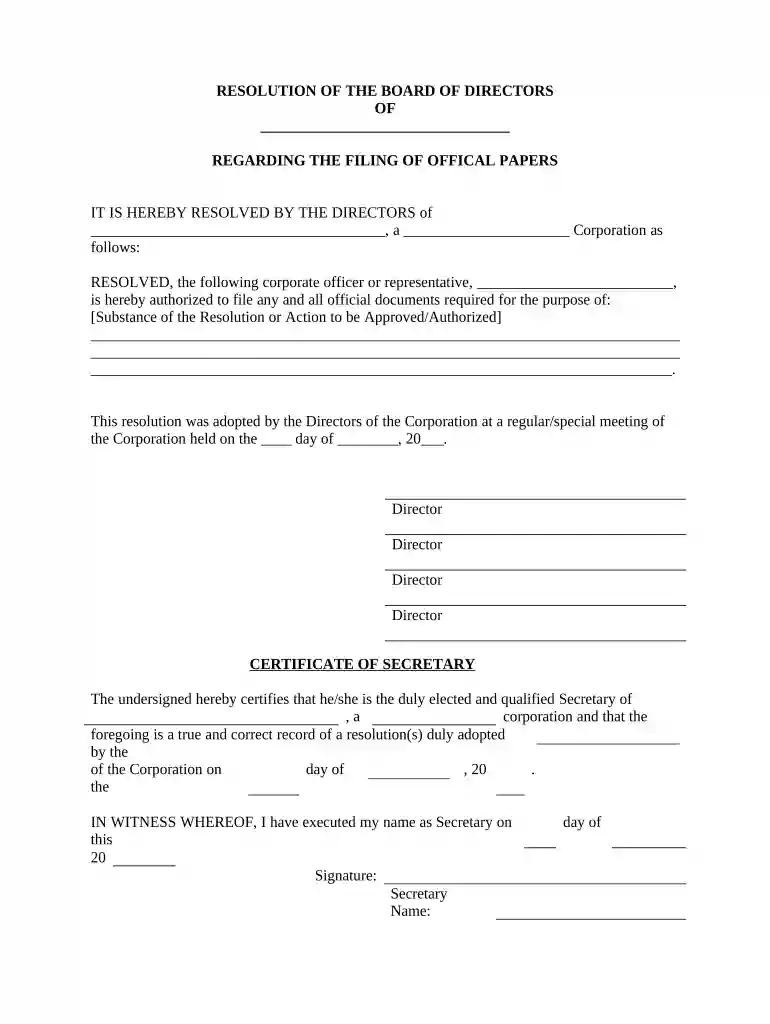 resolution form Preview on Page 1