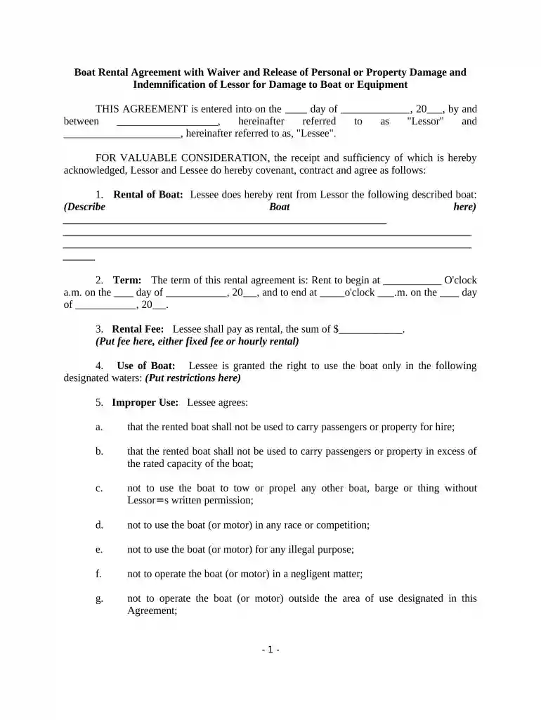 boat sharing agreement template Preview on Page 1