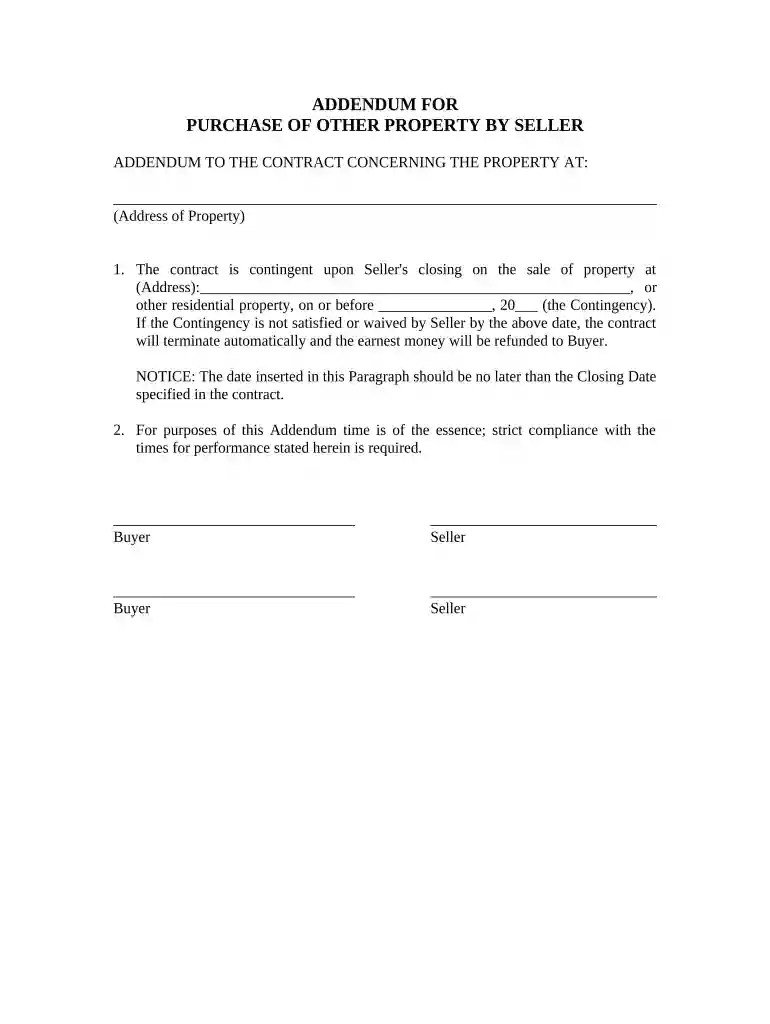 purchase contract addendum Preview on Page 1