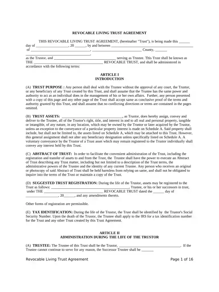living trust revocable Preview on Page 1